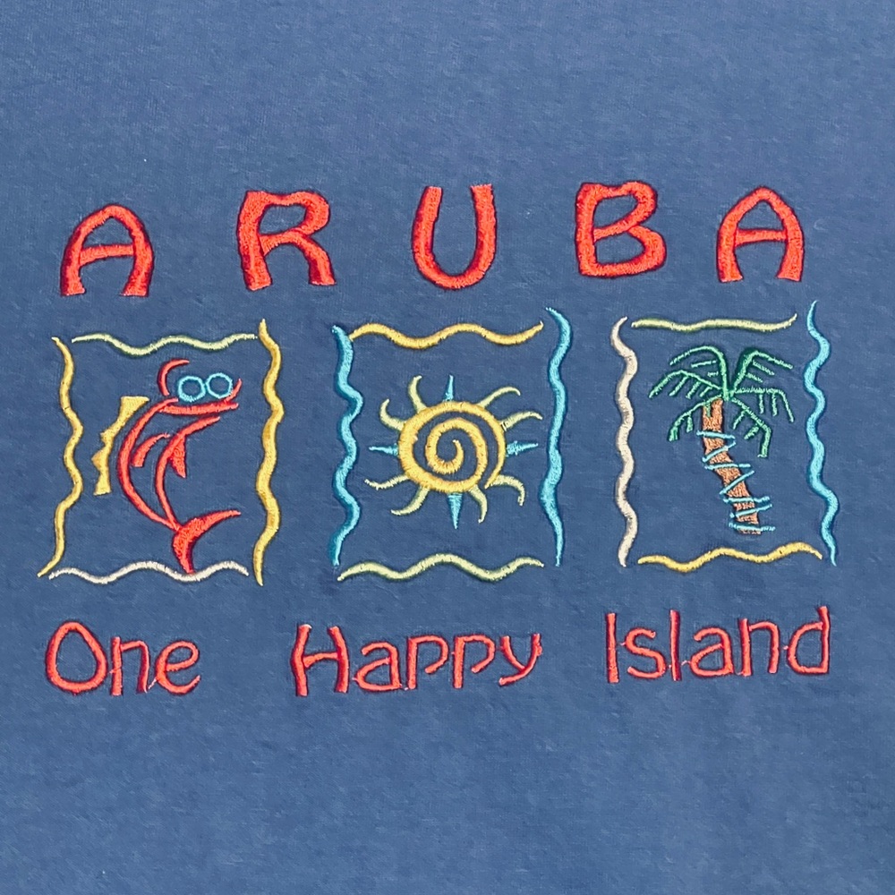 Aruba One Happy Island. Embroidered tee. Size XXL.